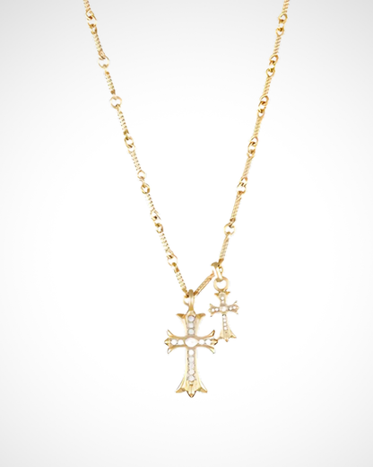 Double Diamond Cross Necklace